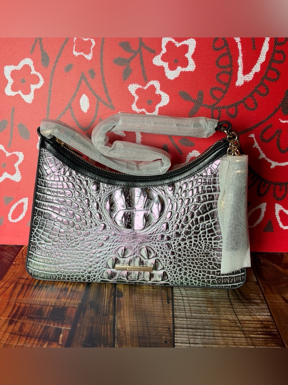 FIRM >> BRAHMIN NWT DUSK GLEAMING ESME SATCHEL ~ GENUINE LEATHER PRICE FIRM HTF